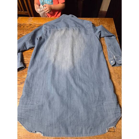 Frank & Eileen Mary Dress Performance Denim Distressed Vintage Wash Sz Small - Picture 4 of 5